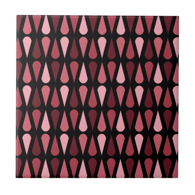 Retro Midcentury Teardrops Black Red (Frente)