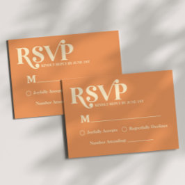 Retro Minimalista Laranja RSVP Casamento