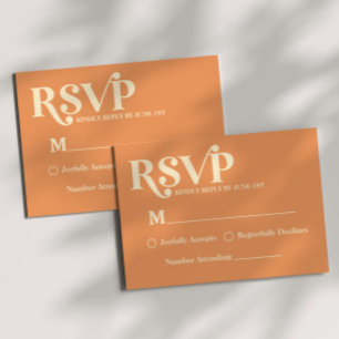 Retro Minimalista Laranja RSVP Casamento