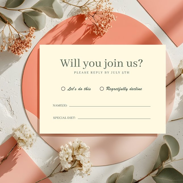 Retro Modern Pastel Ivory Funky Wedding RSVP (Criador carregado)