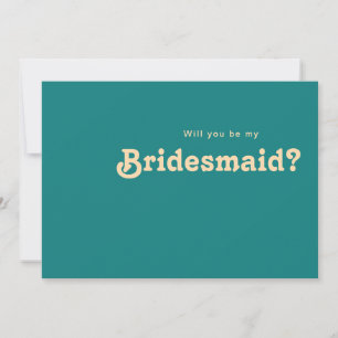 Retro Moderno   Cartão de Proposta Teal Bridesmai