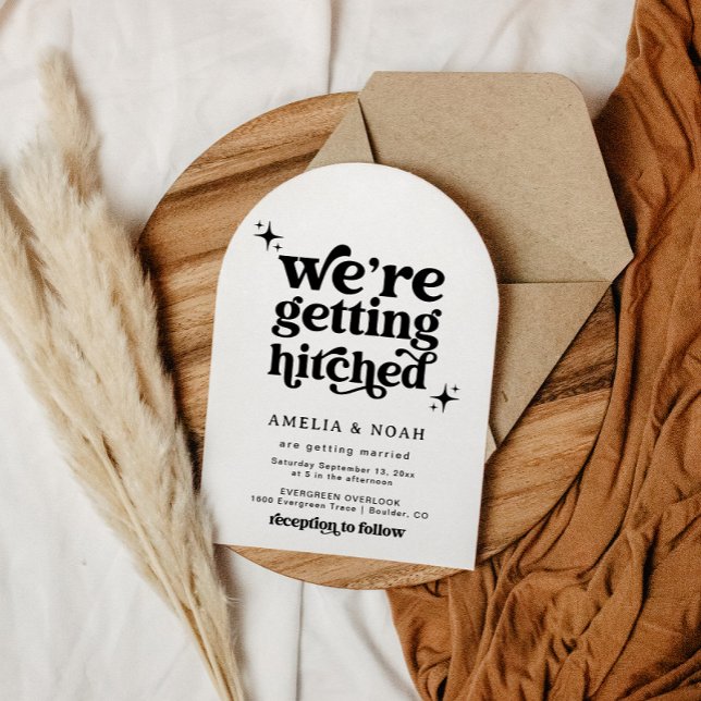 Retro Moderno estamos ganhando Convite de casament (Criador carregado)