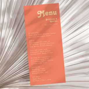 Retro Moderno Menu Janto Casamento Coral