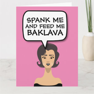 RETRO MULHER BAKLAVA KINKY CUTE GREETING CARTÃO