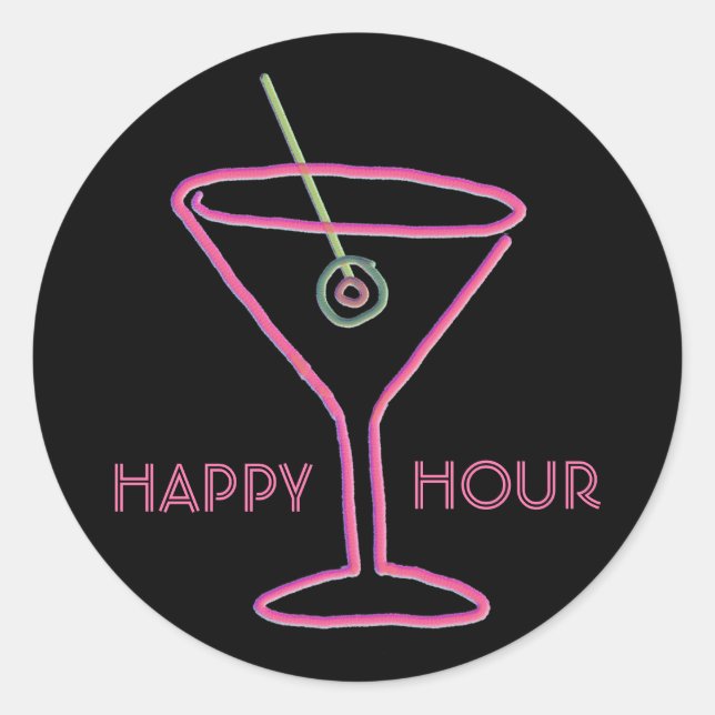 Retro Neon Martini - Adesivos de Hora Feliz (Frente)