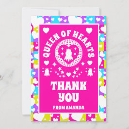 Retro Neon Queen of Hearthday Cartões de agradecim