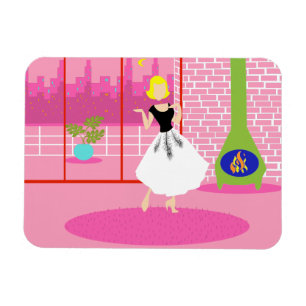 Retro no ímã flexível rosa