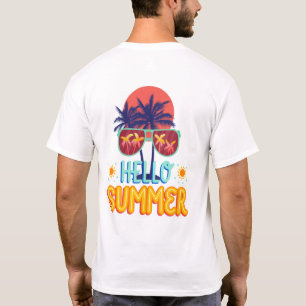 Retro Olá Verão Vibrações de Praia Palmeira Camisa