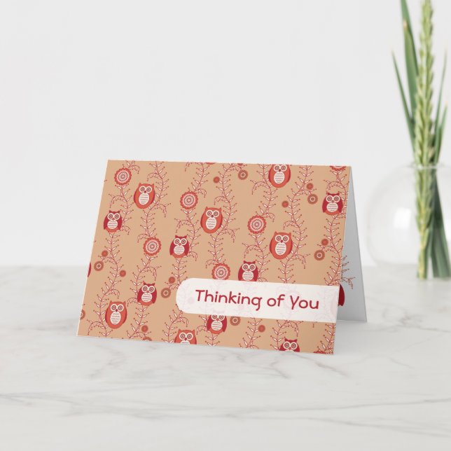 Retro Owls Pensando no seu cartão (Frente)