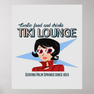 Retro Palm Primaveras Tiki Lounge Impressão no Br