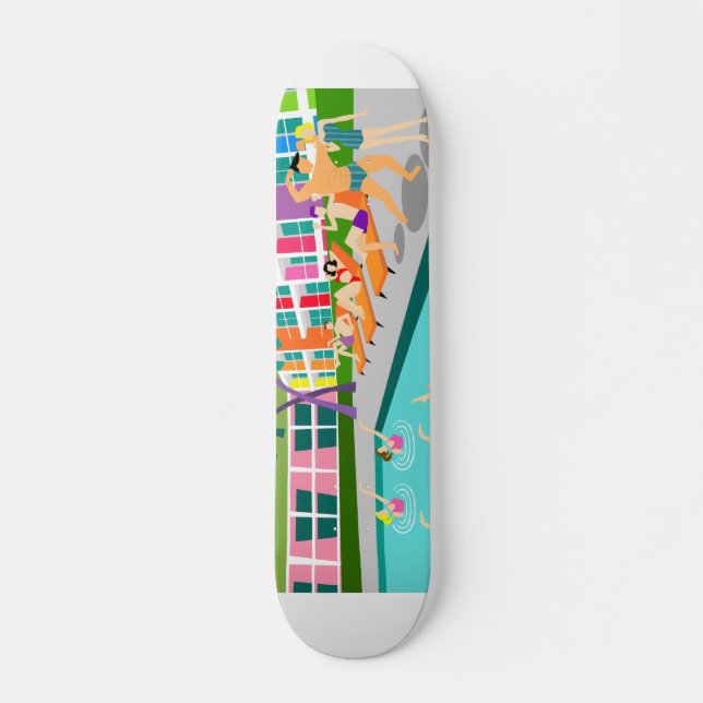 Retro Palm Springs Hotel Skateboard (Frente)