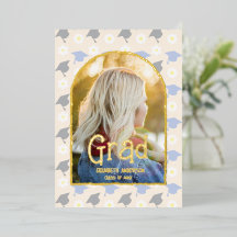 Retro Peach Graduation Announcement