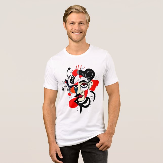 Retro Picasso Vibes: Tee de Arte Whimsical (Frente Completa)