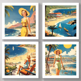 Retro Pin-up Woman Viagem America Resort Vacation
