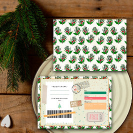 Retro Pine Branches Christmas Ticket Gift Coupon