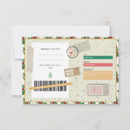 Retro Pine Branches Christmas Ticket Gift Coupon