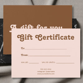 Retro Playful Minimalist Pink Brown Certificate