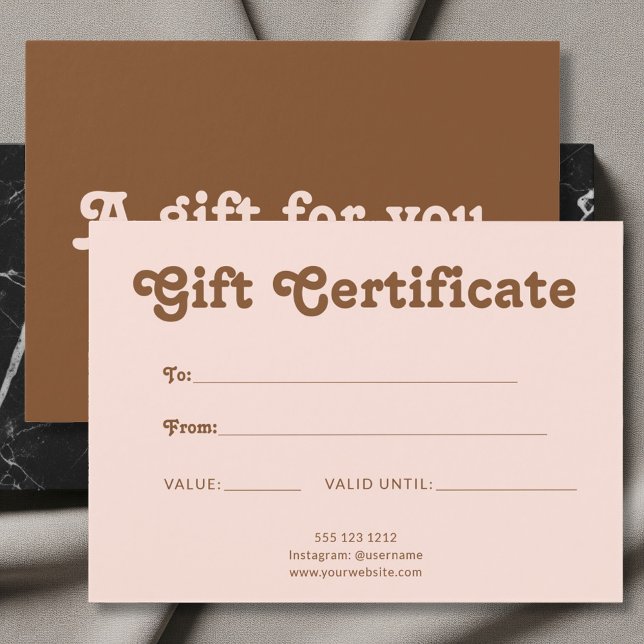 Retro Playful Minimalist Pink Brown Certificate (Criador carregado)