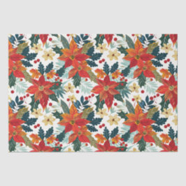 Retro Poinsettia Papel Festivo Para Os Tecidos De 