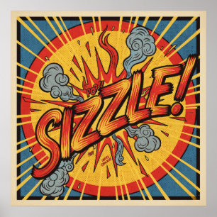 Retro Pop Art "Sizzle!" Pôster