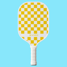 Retro Pop Sunny Yellow Checkerboard Custom Name
