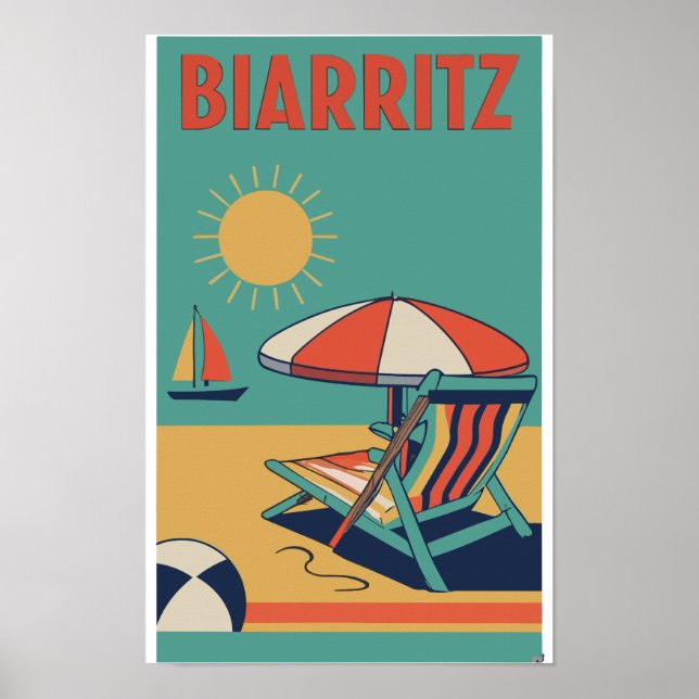 Retro poster da cidade francesa de Biarritz (Frente)