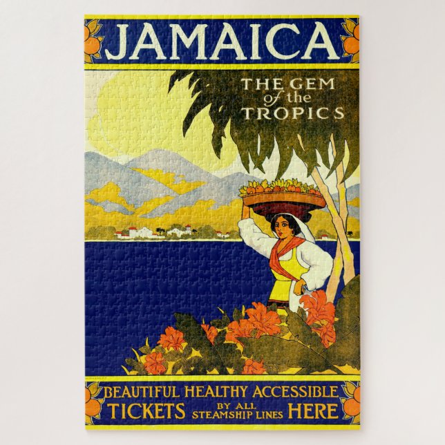 Retrô Poster de viagens Jamaica. Quebra-cabeça de  (Vertical)