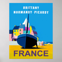 Retro Poster de viagens para a Normandia, França