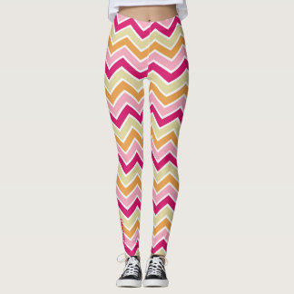 Retro Pulse: Multi-Color Zig-Zag Chevron Leggings