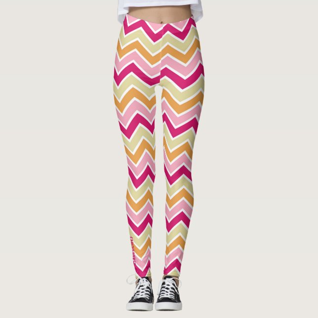 Retro Pulse: Multi-Color Zig-Zag Chevron Leggings (Frente)