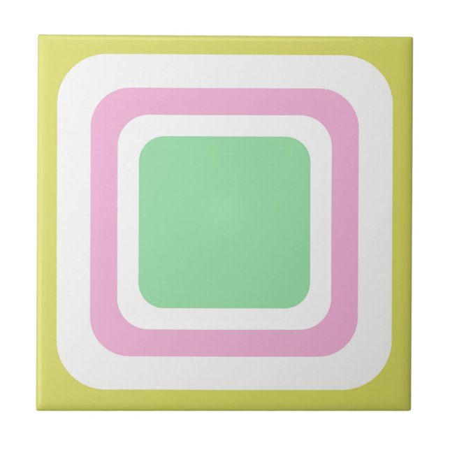 Retro Quadrado Pastel Verde Rosa Branco (Frente)