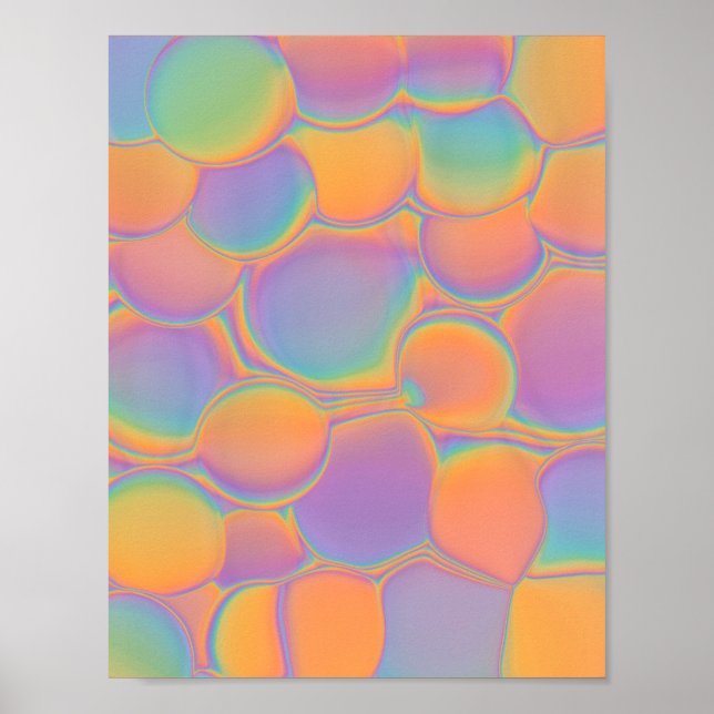 Retro Rainbow Abstract Scallop Pattern Poster (Frente)