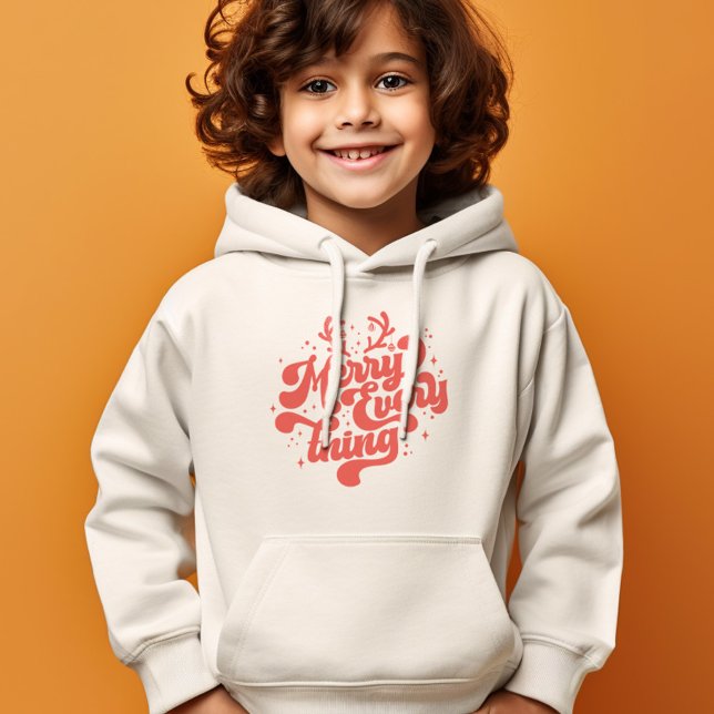 Retro Red White Feliz tudo Feliz Natal (Retro Red White Merry everything Merry Christmas Hoodie)