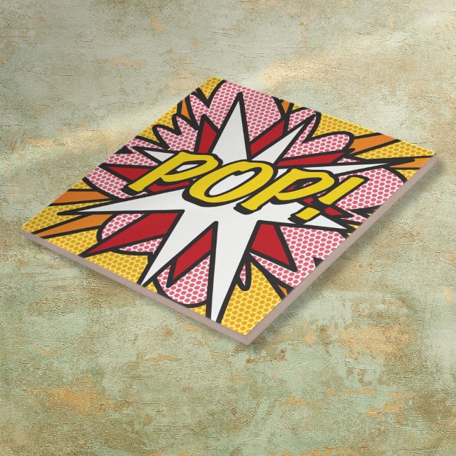 Retro-Retrópico de pop (POP Fun Retro Comic Book Pop Art Ceramic Tile)