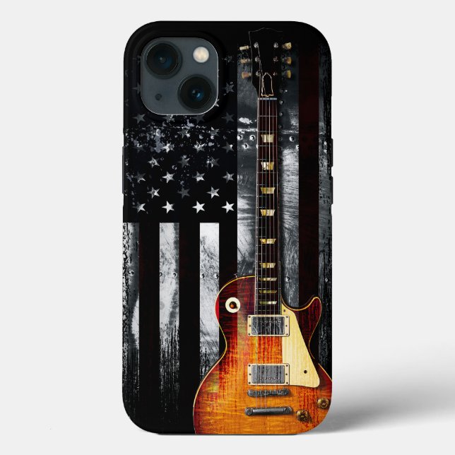 Retro Rock N Roll American Flag Guitar (Verso)