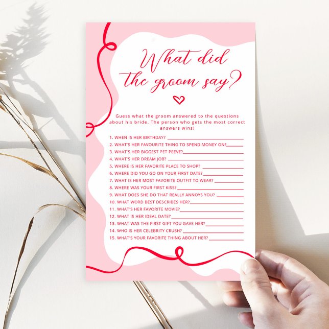 Retro rosa e vermelho O que o noivo disse jogo (Criador carregado)