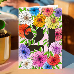 Retro Rosa Personalizado Cartão Floral de Aniversá