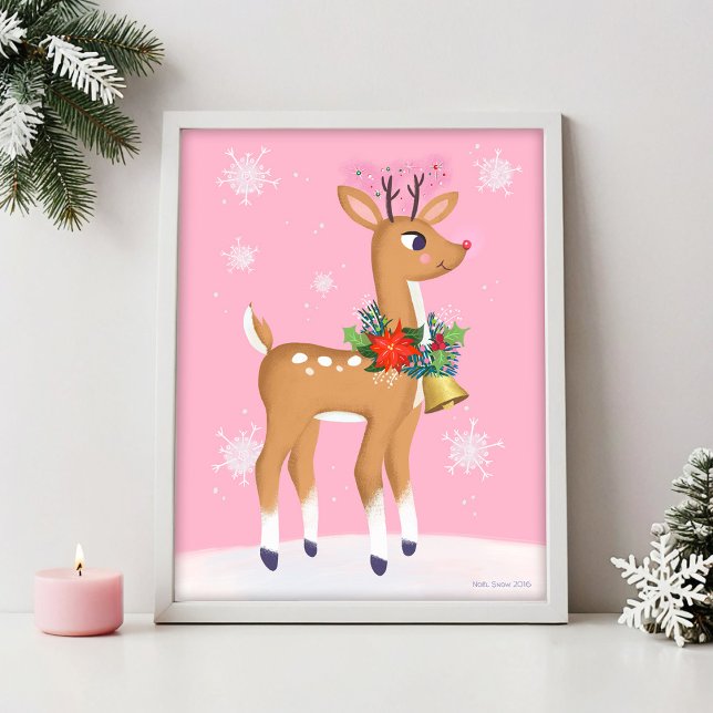 Retro Rudolph Reindeer, Impressão de Arte, Retro N (Criador carregado)