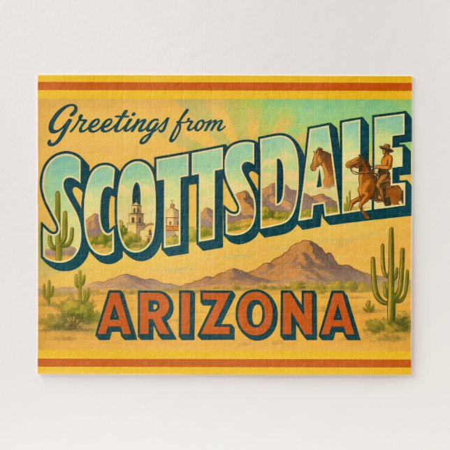 Retro Scottsdale Arizona 16x20 Quebra-Cabeça de Ca (Horizontal)