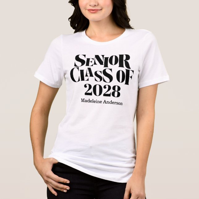 Retro Senior Class of Graduation Black And White  (Frente)