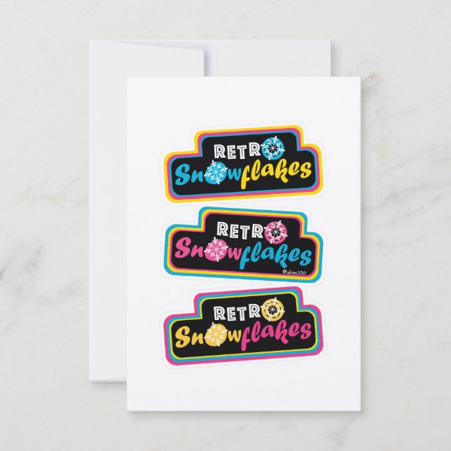 Retro Snowflakes CMYK Stickers (Frente)