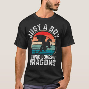 Retro Só Um Menino Que Ama Dragões Camiseta Divert