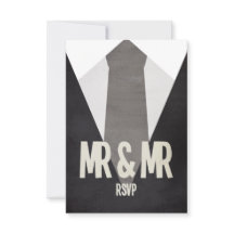 Retro Sr. & Sr. Suit & Tie Wedding RSVP