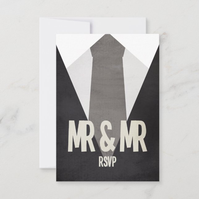 Retro Sr. & Sr. Suit & Tie Wedding RSVP (Frente)