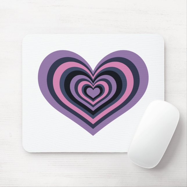 Retro Striped Heart Mouse Pad (Com mouse)