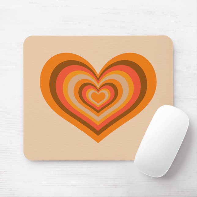 Retro Striped Heart Mouse Pad (Com mouse)