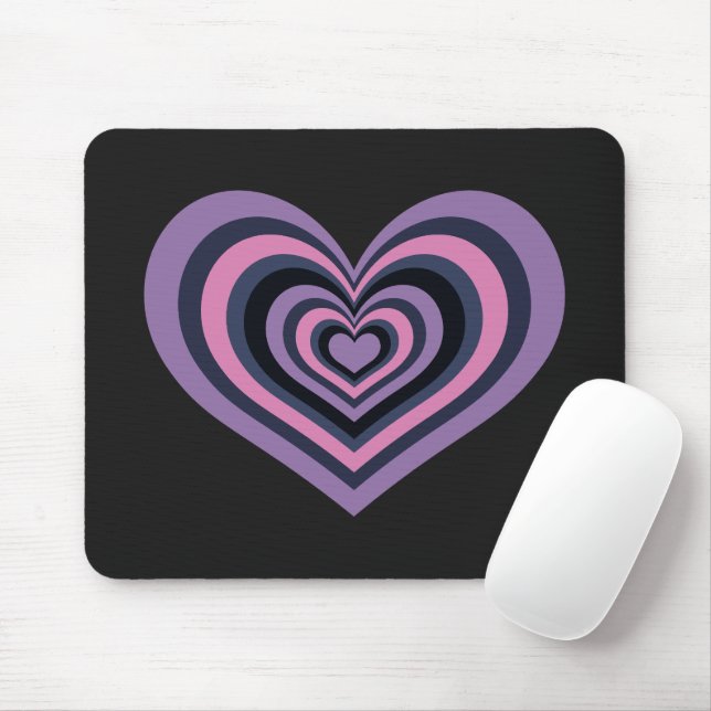 Retro Striped Heart Mouse Pad (Com mouse)