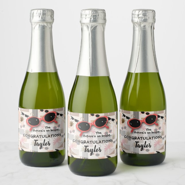 Retro Stripes Flamingos Palmas Óculos de sol Mini (Garrafas)