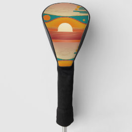 Retro Sunset Lines Aesthetic Golf Driver Cover