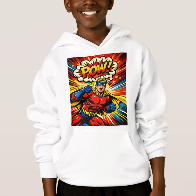 Retro Super-herói POW! Quadrinho Pop Art (Frente)